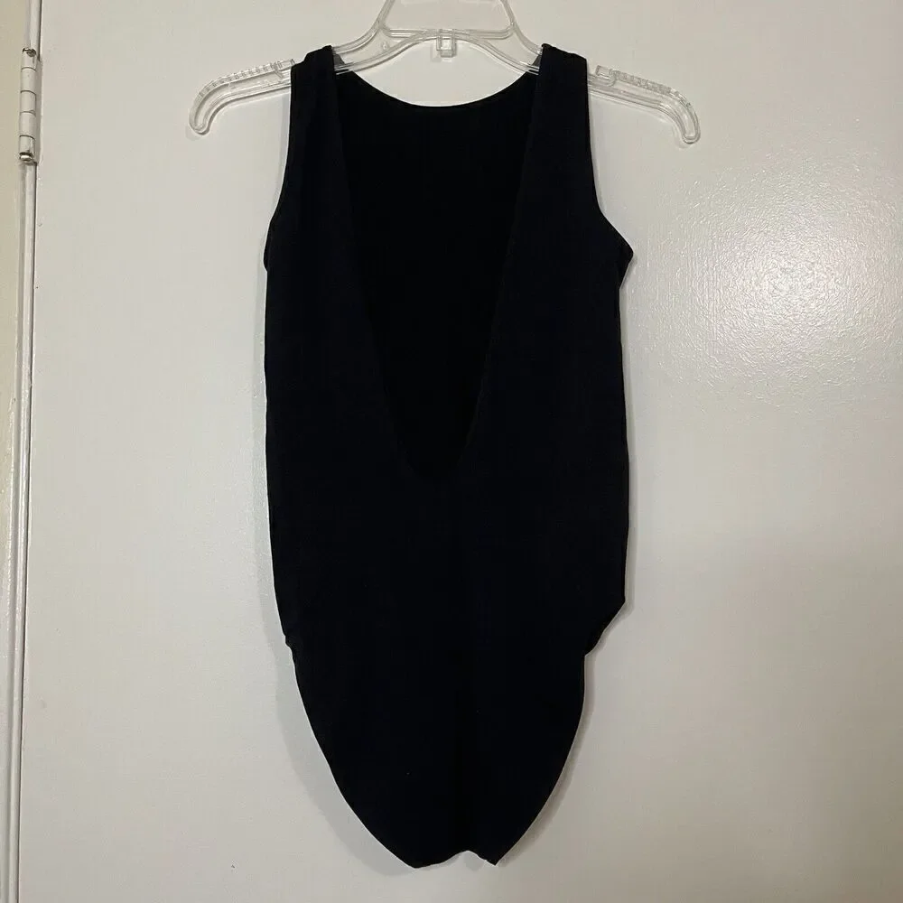 Free People Intimate Seamless scoop back black sleeveless bodysuit size xs/s